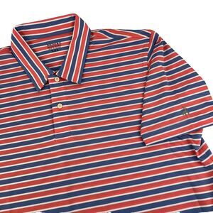 Mens Brooks Brothers Short Sleeve Performance Polo Shirt Size XXL Striped Blue
